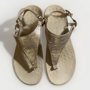 Vionic Kirra Thong Sandals Metallic Rose Gold Women's Size 8 Adjustable Buckle